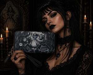 "Down the Rabbit Hole"Wallet Horror Goth Halloween Lewis Carroll New Wonderland